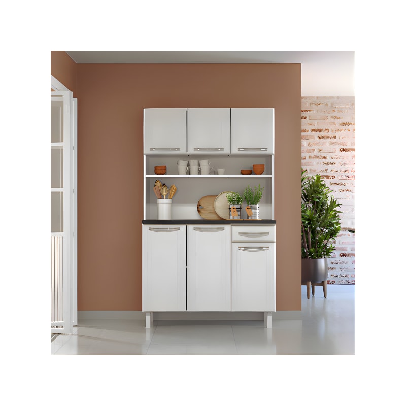 Kit Cozinha Telasul Esmeralda Triplo 6 Portas 1 Gaveta com Tampo Smart Branco-40f433b9-2d00-4779-ba34-5bf5b33e373a