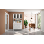 Kit Cozinha Telasul Esmeralda Triplo 6 Portas 3 Gavetas com Vidro Branco