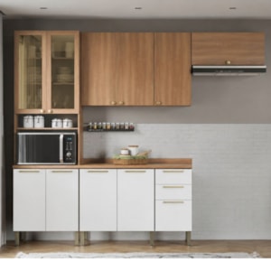 Kit Cozinha Telasul Sálvia Freijó/Branco