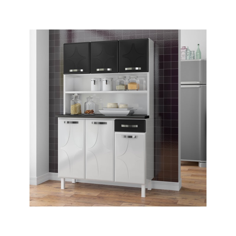 Kit Cozinha Telasul Triplo Baixa Rubi 3 Portas 1 Gaveta Com Tampo Smart Preto-60fb1405-91a0-4a99-8950-e56e491a5525