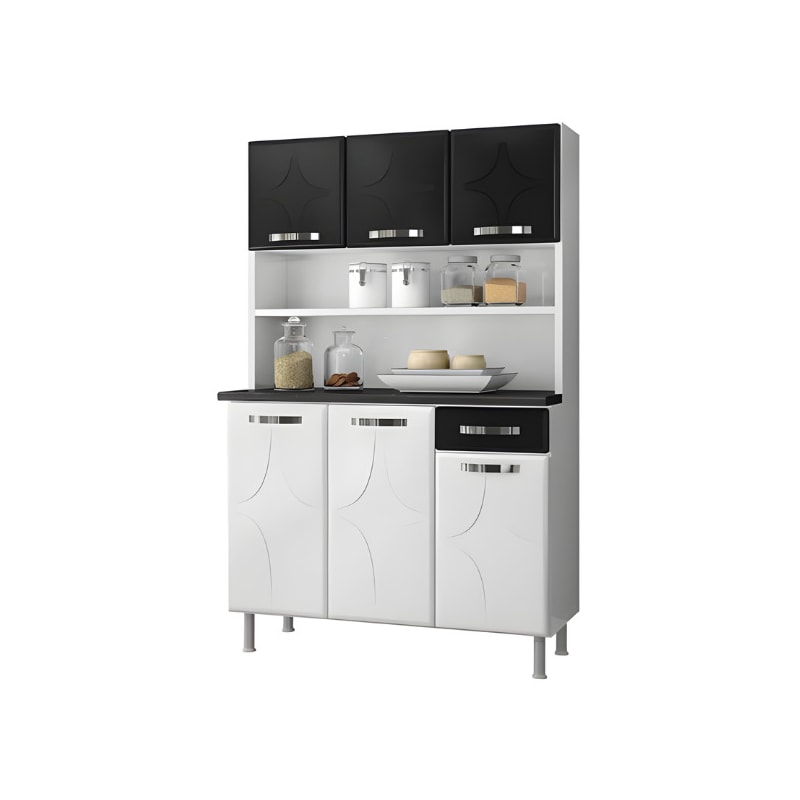Kit Cozinha Telasul Triplo Baixa Rubi 3 Portas 1 Gaveta Com Tampo Smart Preto-be2528c5-1459-4cd1-995f-36968aeda3fd