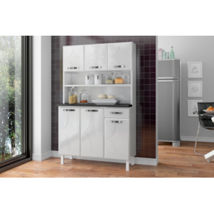 Kit Cozinha Telasul Triplo Rubi 6 Portas 1 Gaveta com TampoSmart Branco