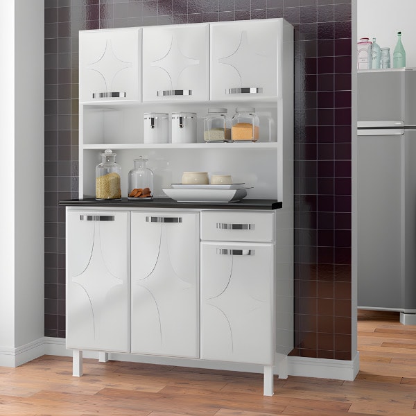 Kit Cozinha Telasul Triplo Rubi 6 Portas 1 Gaveta com TampoSmart Branco-c685540a-c7ef-4db2-a6f3-d68c720f0a92