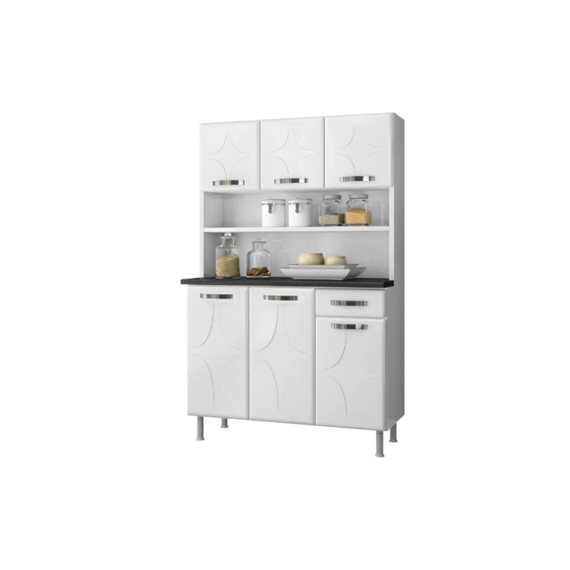 Kit Cozinha Telasul Triplo Rubi 6 Portas 1 Gaveta com TampoSmart Branco