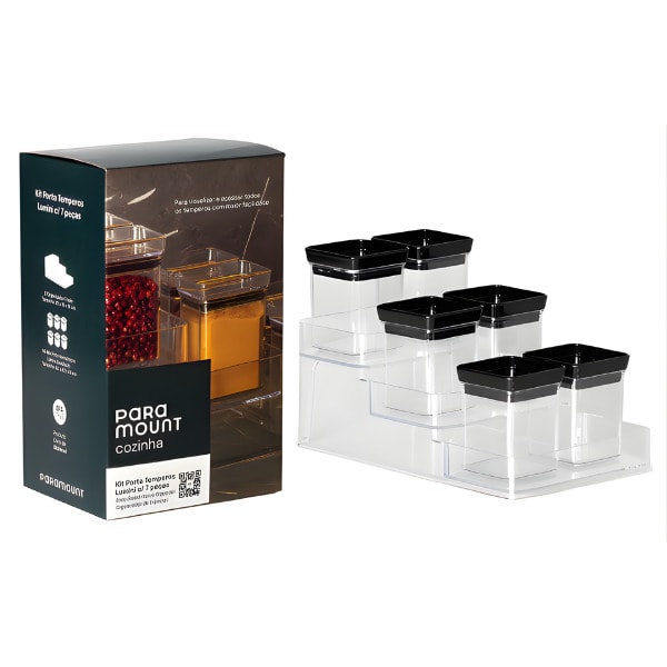 Kit Porta Temperos Paramount Lumini 7 Peças Black-213fd000-e3f5-4961-b96a-6fb6bc9b9943