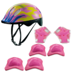 Kit Protecao Mimo Rosa Com Chamas Com Capacete