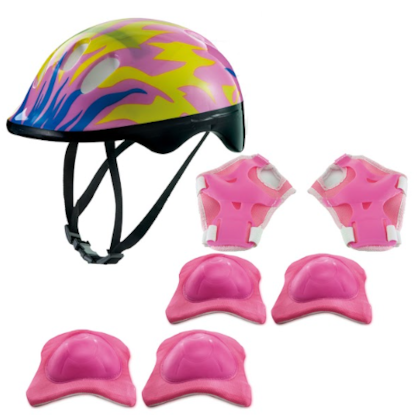 Kit Protecao Mimo Rosa Com Chamas Com Capacete