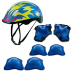 Kit Protecao Zippy Azul Chamas com Capacete