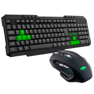 Kit Teclado e Mouse Python Viper Pro Bivolt Preto/Verde 