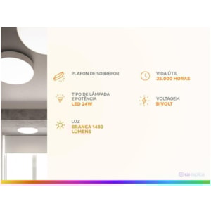 Laminaria Sobrepor 24W Redonda 6500K Elgin 5800