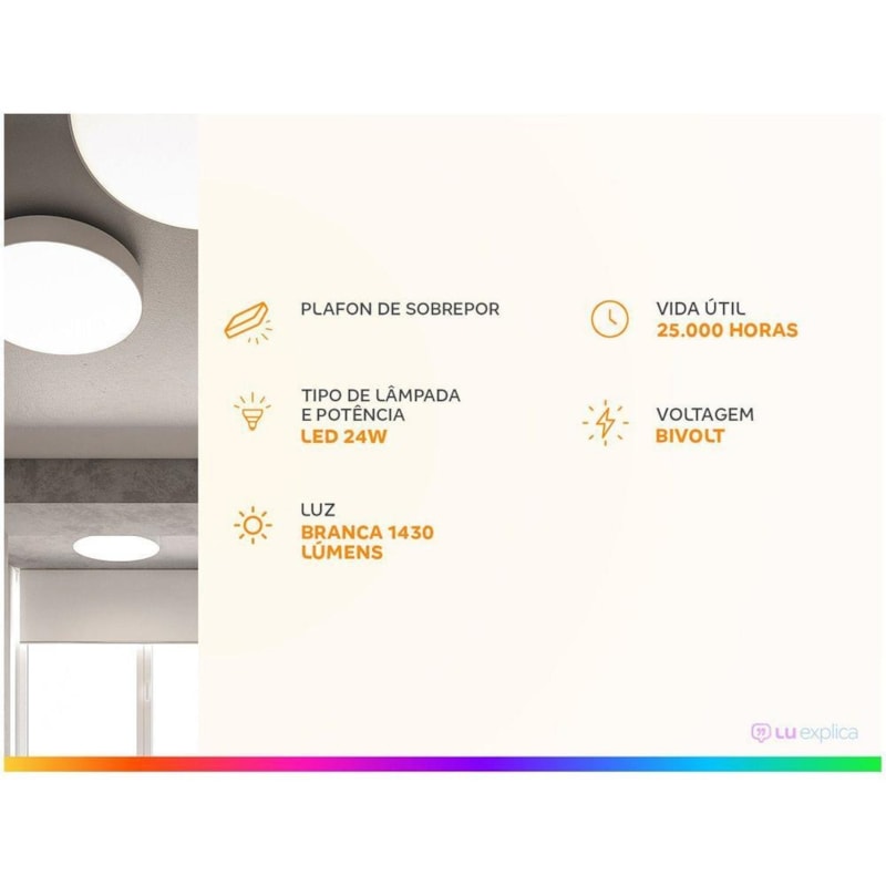 Laminaria Sobrepor 24W Redonda 6500K Elgin 5800