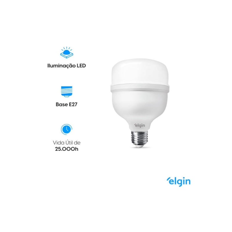 Lâmpada LED Bulbo Elgin T140 80W Bivolt 6500K Luz Branca Fria 48LHP80FO000