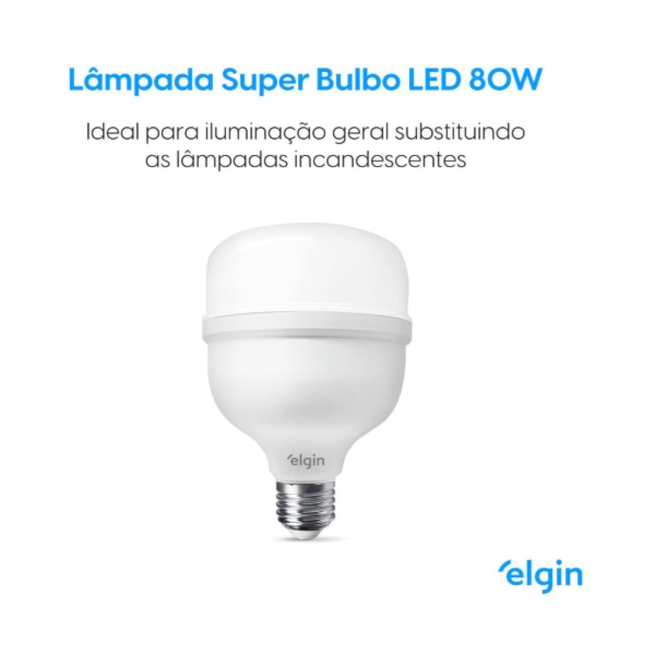 Lâmpada LED Bulbo Elgin T140 80W Bivolt 6500K Luz Branca Fria 48LHP80FO000-5d2d2428-26f1-47c4-9dc2-eb7db33b99b0