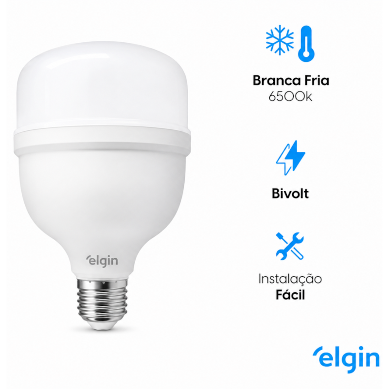 Lâmpada LED Bulbo Elgin T140 80W Bivolt 6500K Luz Branca Fria 48LHP80FO000-215d4145-8895-4cac-8570-e585b7373e83