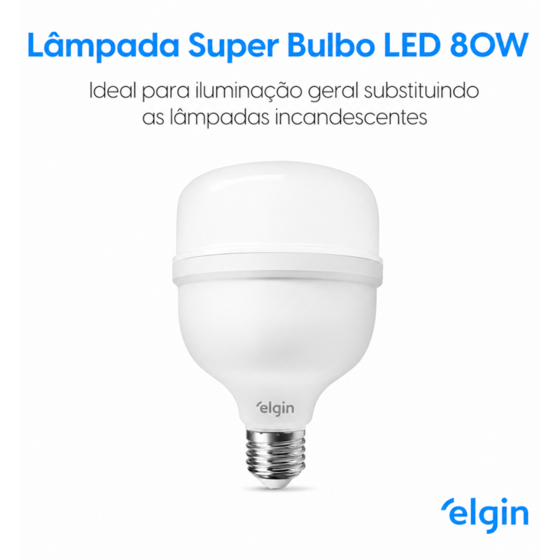 Lâmpada LED Bulbo Elgin T140 80W Bivolt 6500K Luz Branca Fria 48LHP80FO000-b2300ec4-f866-495d-ba02-1c5788203022