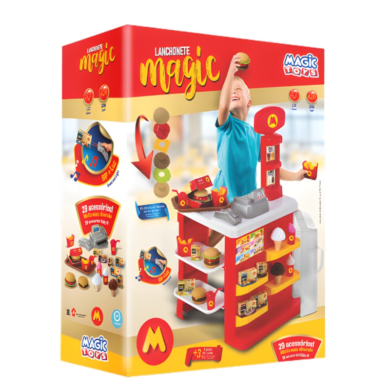 Lanchonete Infantil Magic Toys Vermelho com Acessórios-9c3c59c7-86cf-48e0-bc50-7f20e05d0410