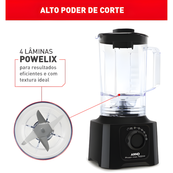 Liquidificador Arno LN50 Power Max 700 3,1L 127V Preto-a56bb8c6-e34e-43ca-a14d-ae5a40147d7e