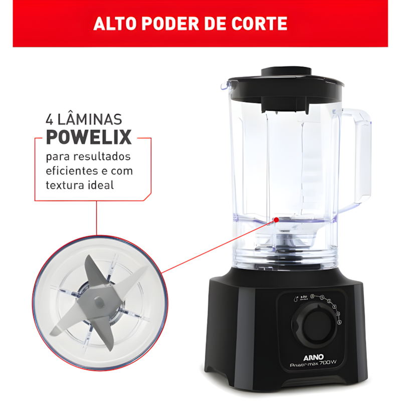 Liquidificador Arno LN50 Power Max 700 3,1L 127V Preto-3ef42537-2269-4019-a3a0-763d7876737e
