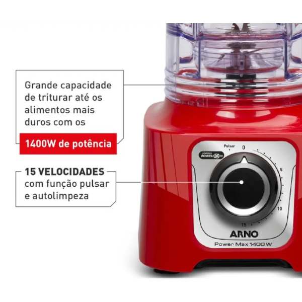 Liquidificador Arno Power Max 1400W Regular 127V LN63 Vermelho-fe365f81-88c4-427e-9fed-37b01f6a9f4d