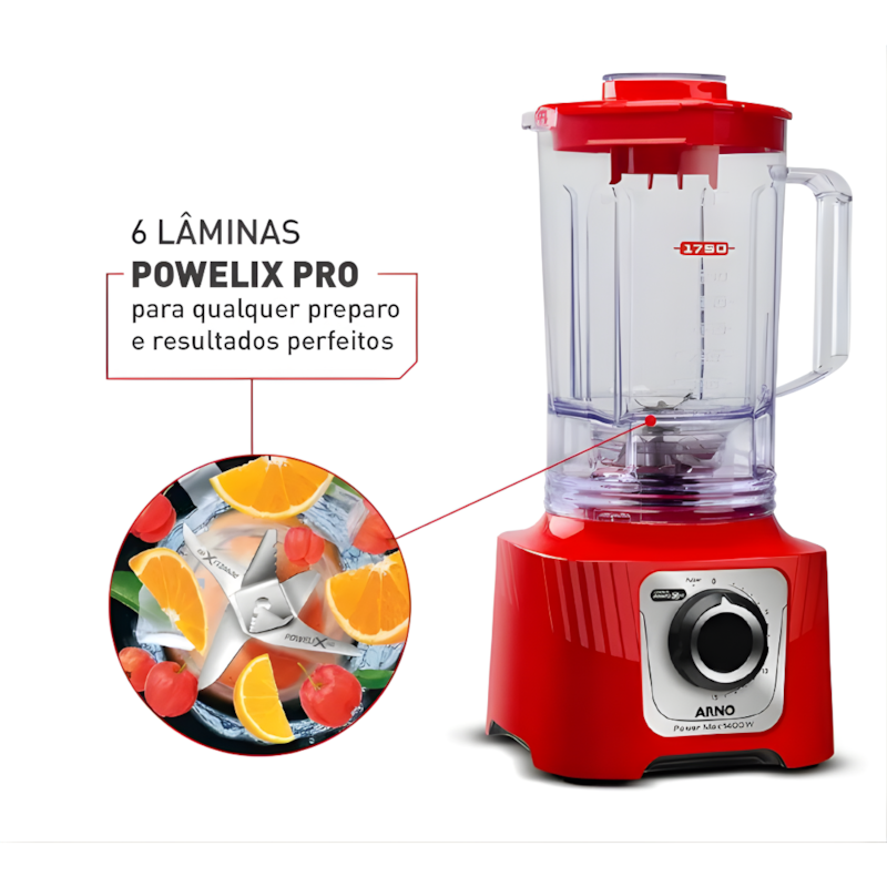 Liquidificador Arno Power Max 1400W Regular 3,1L 127V LN63 Vermelho-bfafe73b-a816-4dd3-bdf2-cafce5def40d