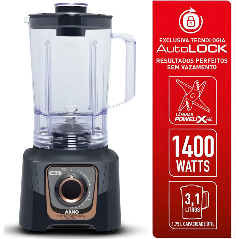 Liquidificador Arno Power Max Autolock 3,1L 1400W LN81 Cinza Chumbo-bd9463ad-a6dd-4ec7-ae85-848d97bf302d