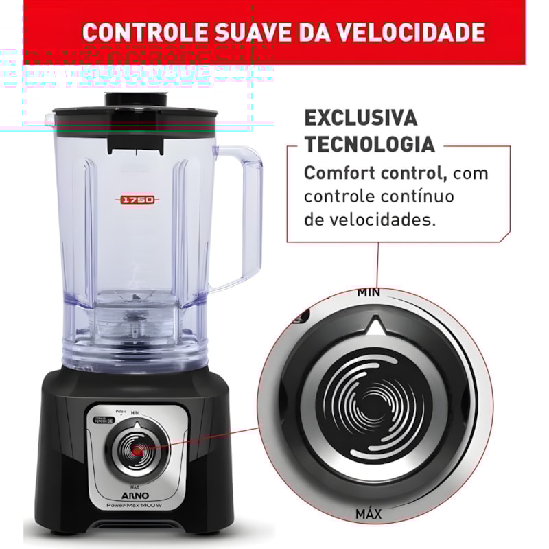 Liquidificador Arno Power Max Comfort 3,1L 1400 127V LN65 Preto-2ed818ba-85bc-4bc7-8cd0-c82e07decd2c
