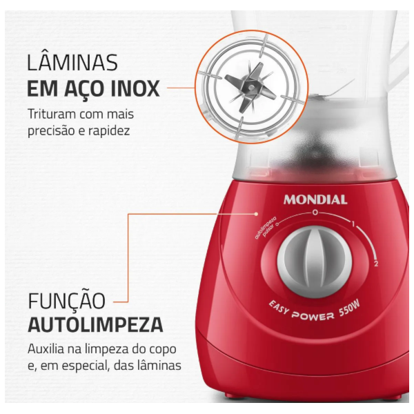 Liquidificador Mondial Easy Power 1,9L 127V/60HZ L-550-R Vermelho-69ba98fd-1cb0-4cec-9db8-58f1a10f971a