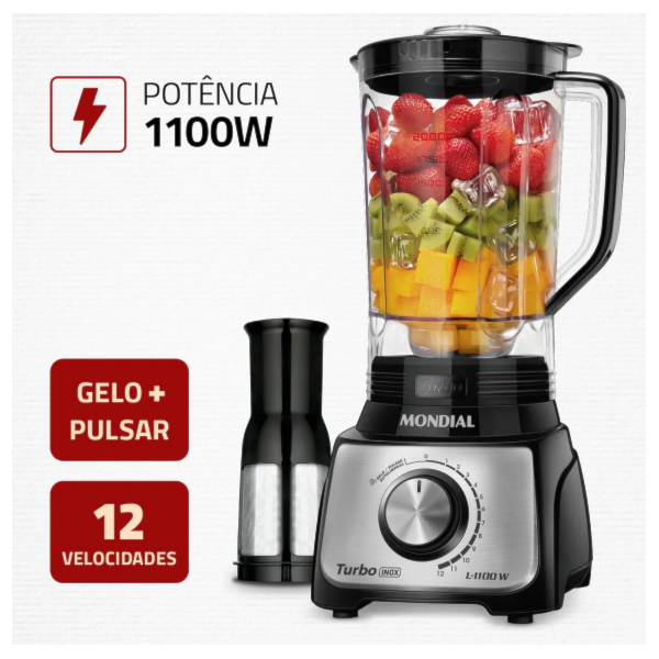 Liquidificador Mondial Turbo Inox 3L 127V/60HZ L-1100-BI Preto-4c61b0b0-b8d6-4595-af9d-5b4943b7d127