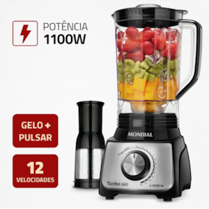 Liquidificador Mondial Turbo Inox 3L 127V/60HZ L-1100-BI Preto