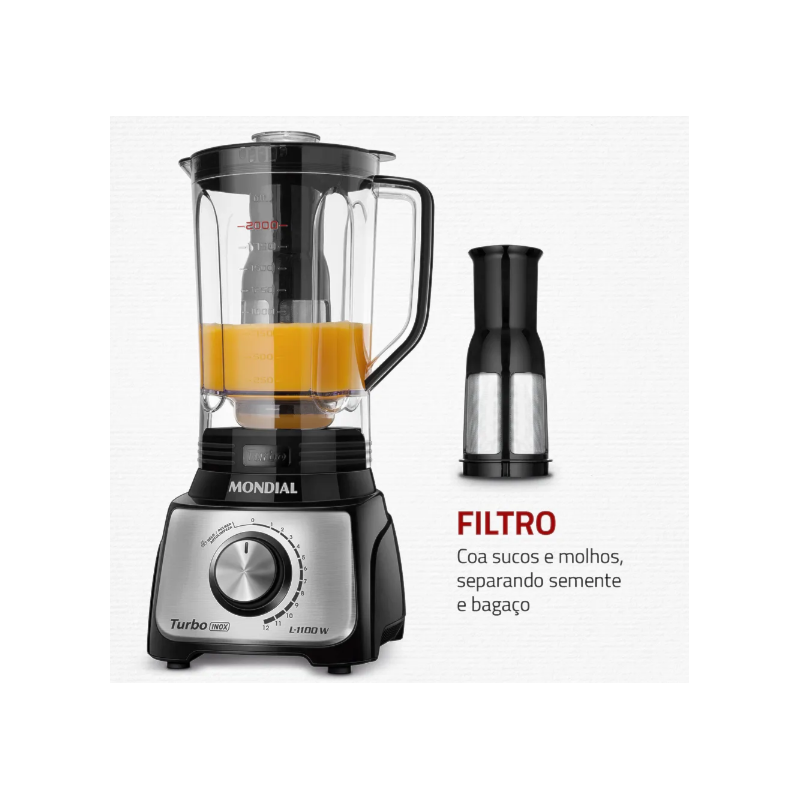Liquidificador Mondial Turbo Inox 3L 127V/60HZ L-1100-BI Preto-cd1edcdf-8715-40f5-8d2c-aac2f62b467b