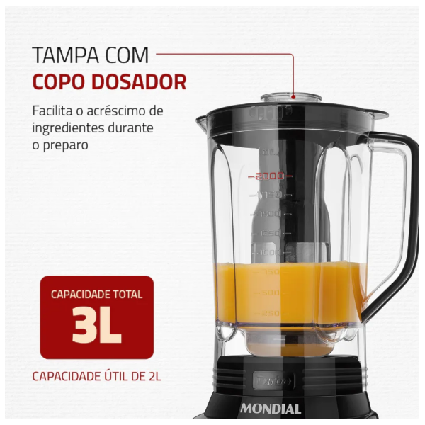 Liquidificador Mondial Turbo Inox 3L 127V/60HZ L-1100-BI Preto-be674d04-63ff-4a7d-b045-da95f148dbed