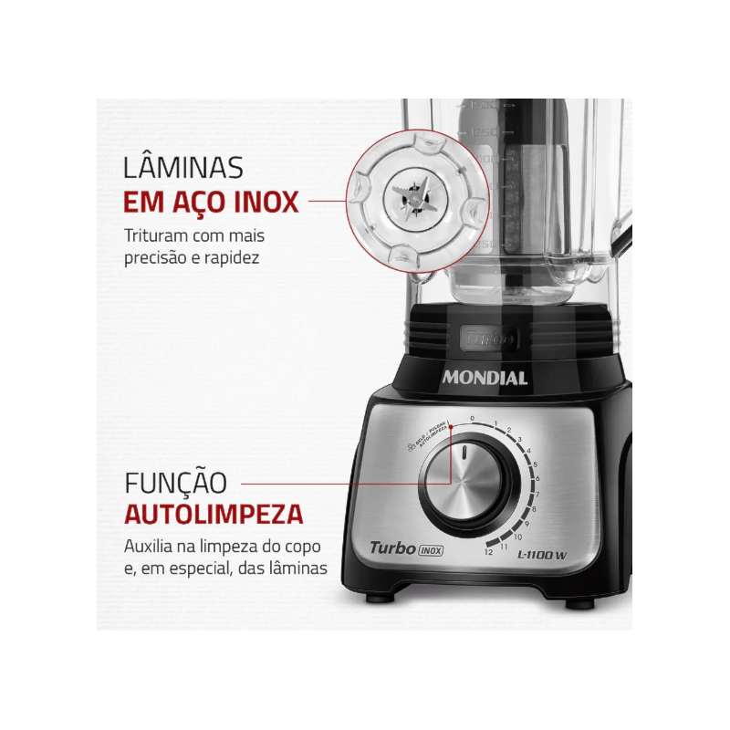 Liquidificador Mondial Turbo Inox 3L 127V/60HZ L-1100-BI Preto-3973e5db-dc99-4255-b252-a4fe2c949dc9