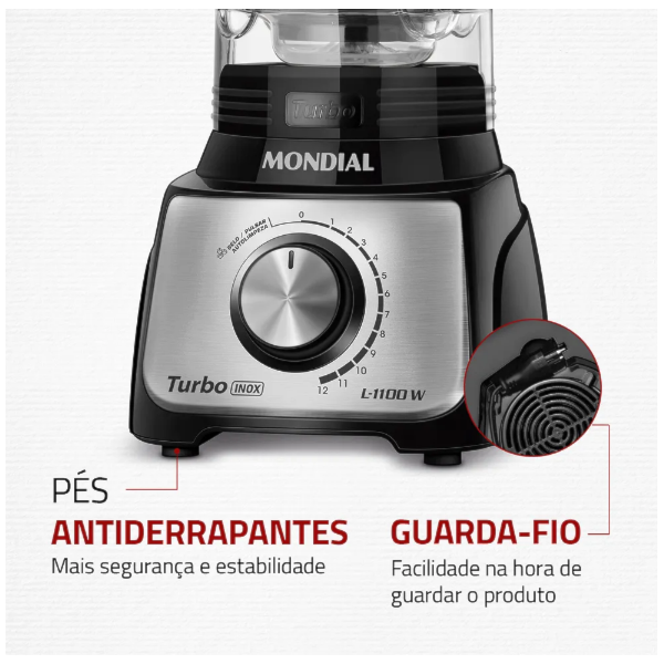Liquidificador Mondial Turbo Inox 3L 127V/60HZ L-1100-BI Preto-c31d853a-5a58-48d0-ac1b-97df3937e95d