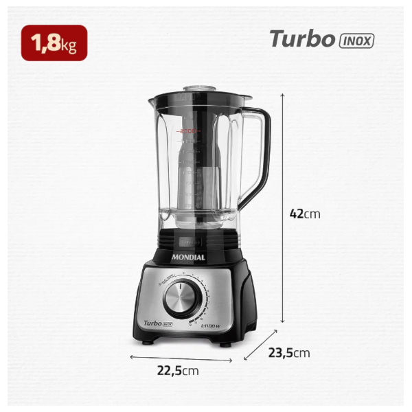 Liquidificador Mondial Turbo Inox 3L 127V/60HZ L-1100-BI Preto-8fa25b1a-b9c2-4e4b-ae28-192b644ac00b