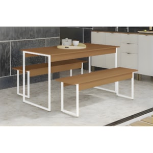 Mesa Com 2 Bancos Kappesberg Canela/Branca Brilho