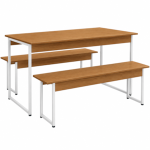 Mesa Com 2 Bancos Kappesberg Canela/Branca Brilho