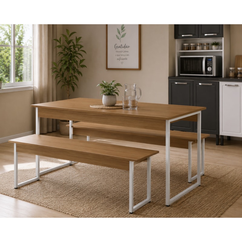 Mesa Com 2 Bancos Kappesberg Canela/Branca Brilho-5c9feff4-d09f-47cd-9b92-e1022760ac34