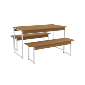 Mesa Com 2 Bancos Kappesberg Canela/Branca Brilho