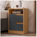 Mesa de Cabeceira Sole Albatroz 2 Gavetas Nature/Titanium-62f26caa-6601-4c99-a6bd-6019f9cf53d4
