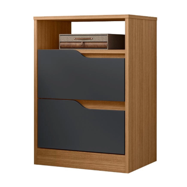 Mesa de Cabeceira Sole Albatroz 2 Gavetas Nature/Titanium-08b88400-a7f0-4dbb-a756-aaca7a3193cf