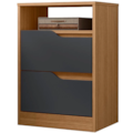 Mesa de Cabeceira Sole Albatroz 2 Gavetas Nature/Titanium-0c6e61dc-ceb4-4151-a4f0-54260f6e76bf