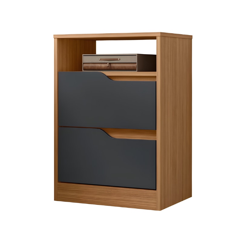 Mesa de Cabeceira Sole Albatroz 2 Gavetas Nature/Titanium-b6c97703-c91d-40e7-9bea-d93eba3802ff