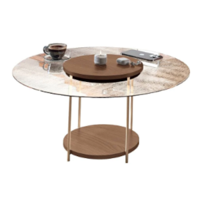 Mesa de Centro HB Moveis SKY com Tampo de Vidro Castanho