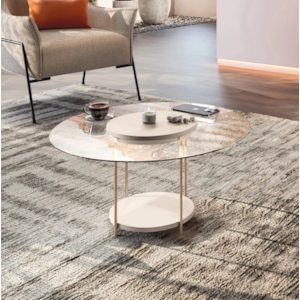 Mesa de Centro HB Moveis SKY com Tampo de Vidro Off White