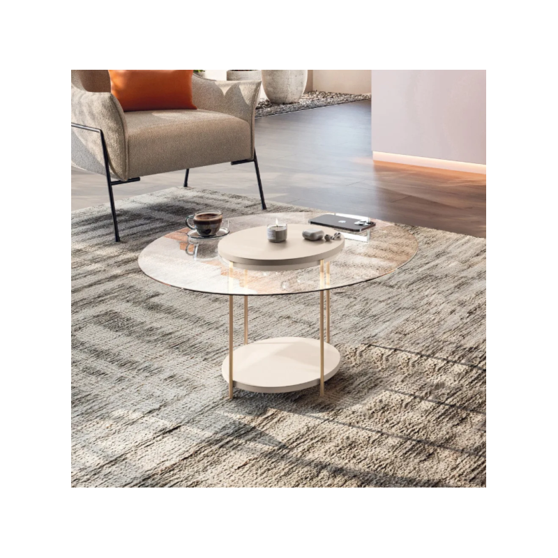 Mesa de Centro HB Moveis SKY com Tampo de Vidro Off White