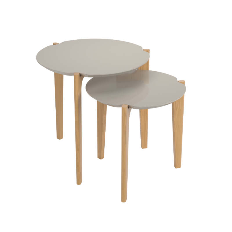 Mesa Lateral Lukaliam Florida 0,60 Off White Perolizado/Freijo