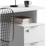 Mesa Office Lukaliam Alessa com 2 Gavetas Modulo 1 Branco Brilhante