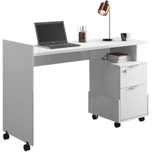 Mesa Office Lukaliam Alessa com 2 Gavetas Modulo 1 Branco Brilhante