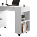 Mesa Office Lukaliam Alessa com Nichos Modulo 2 Branco Brilhante