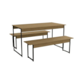Mesa Sala Jantar Industrial LI013 Easy c/ Tampo Madeirado + 2 Bancos - Kappesberg-515a4aaf-aa00-42d3-92b7-ee8454922152